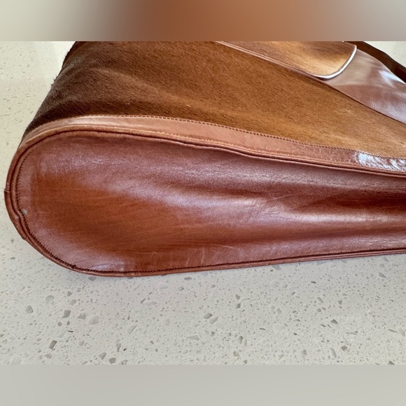 Vintage Leather Satchel with Fur Hide Panels - Picture 8 of 10